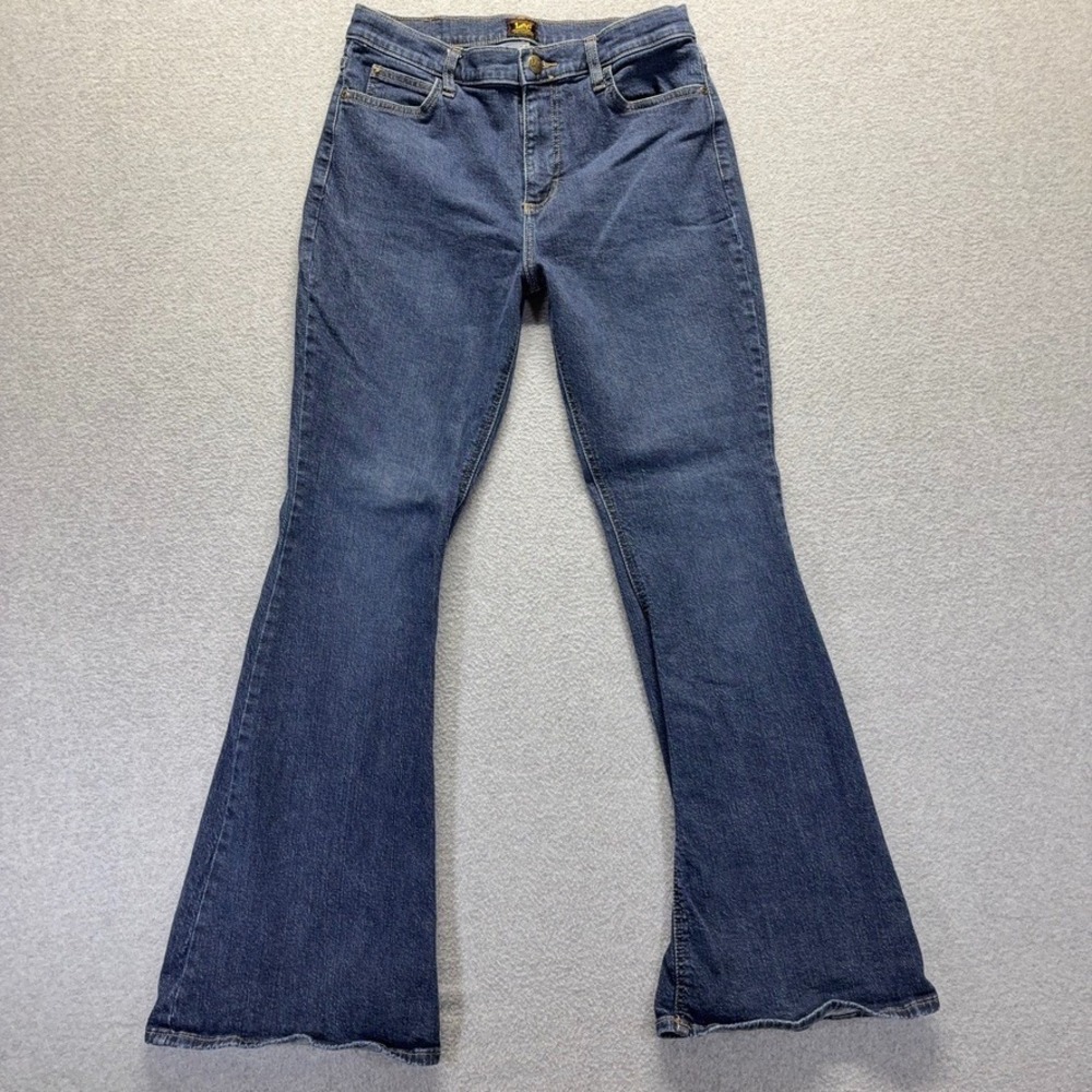 Lee Jeans Womens 12 Blue‎ Bootcut Mid Rise Dark Wash Modern Denim